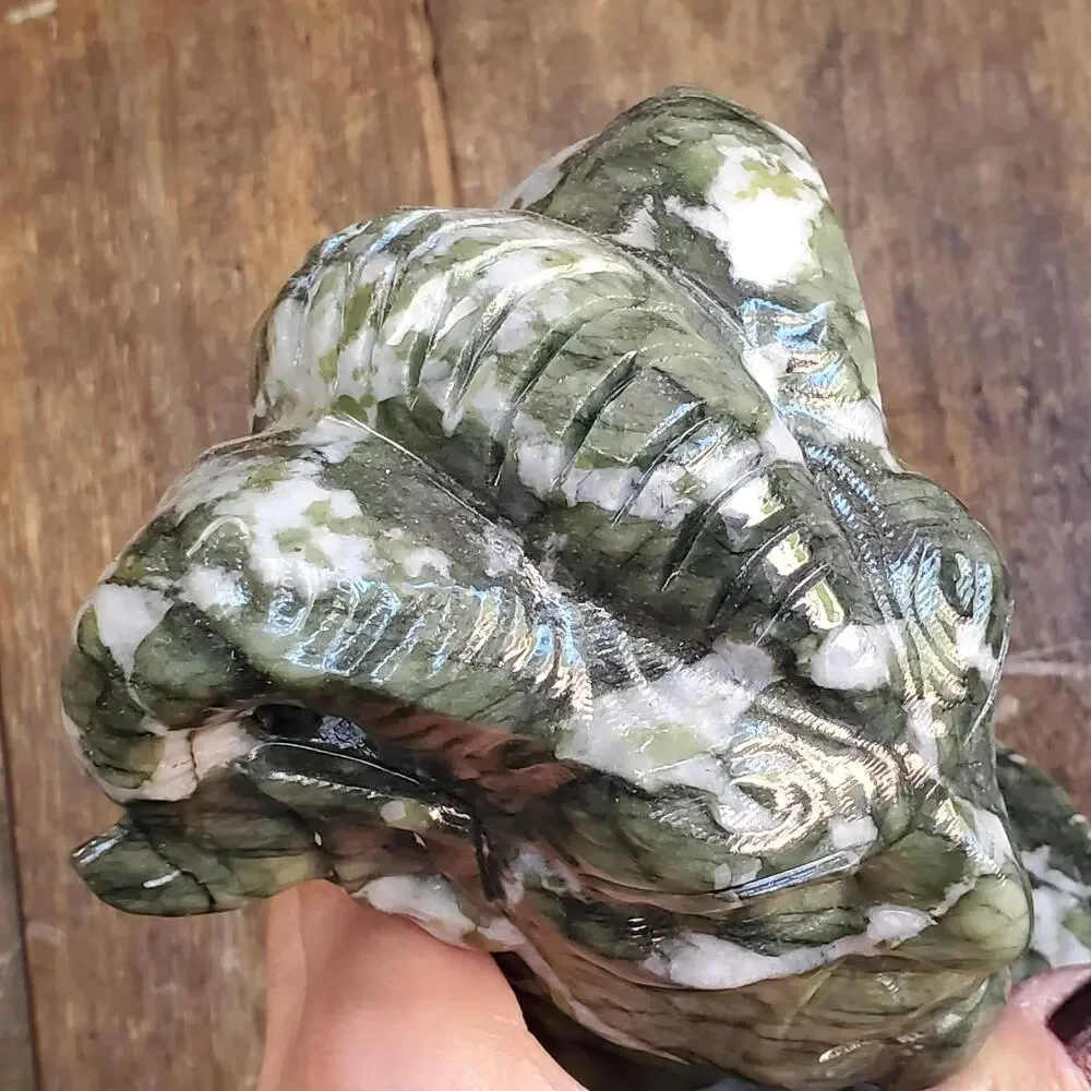 Velnias Horned Bust Serpentine Jade Demon Head Bust Crystal Skull 1740 grams